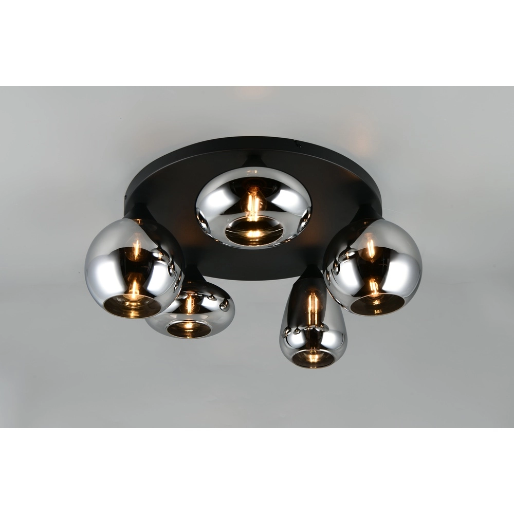 5-light ceiling lamp Lumina black with smoke glass Trio 4017807663181
