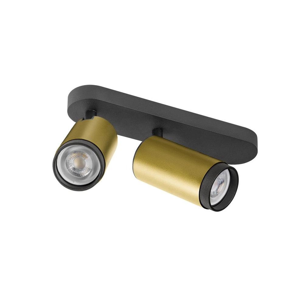 Surface-mounted spot Grip! L 2-light gold with black ring SLV 4024163304375