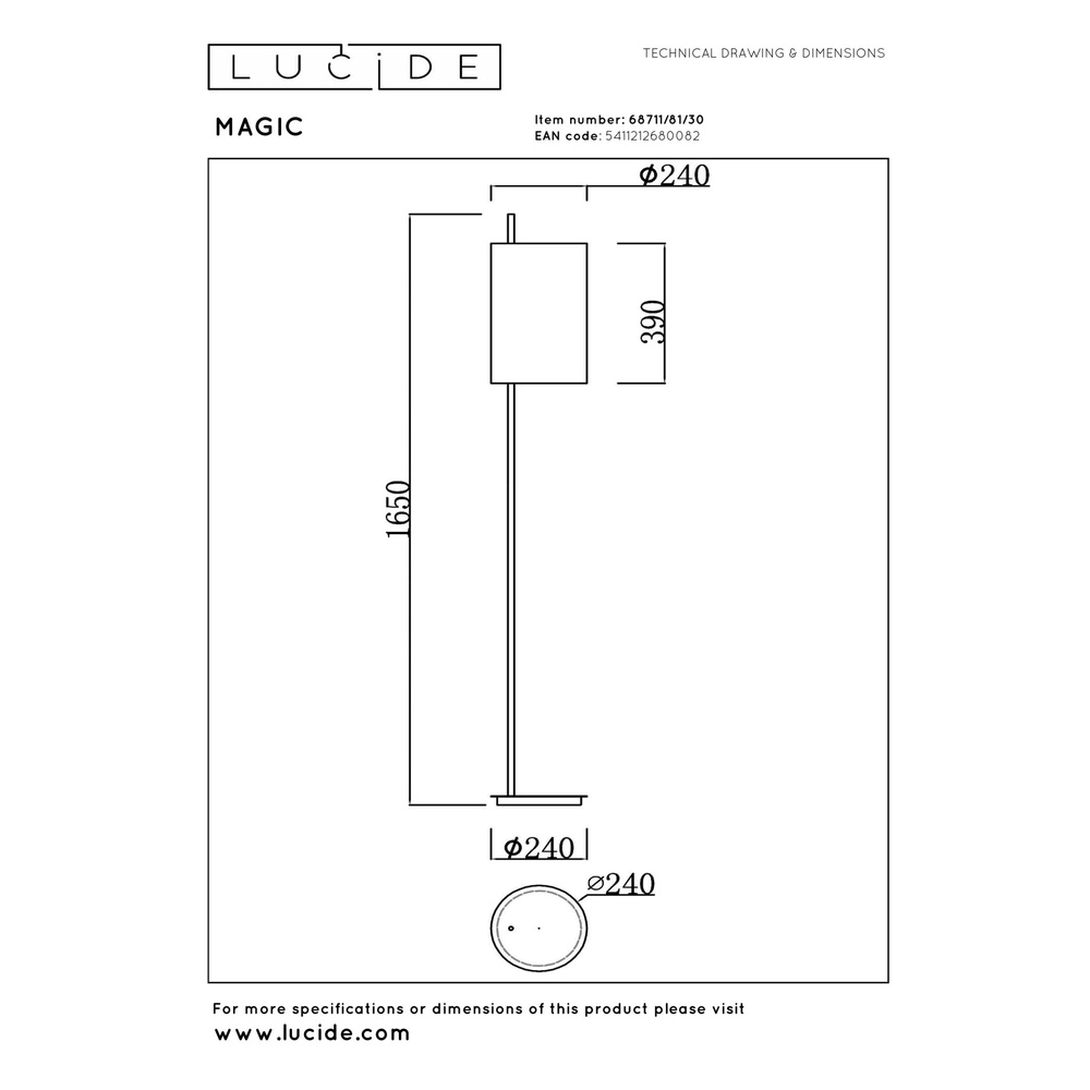 Floor lamp Magic Black Lucide 5411212680082