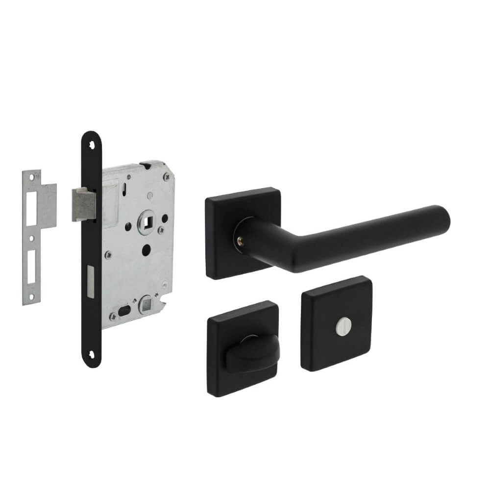 Complete door handle set Broome Black toilet