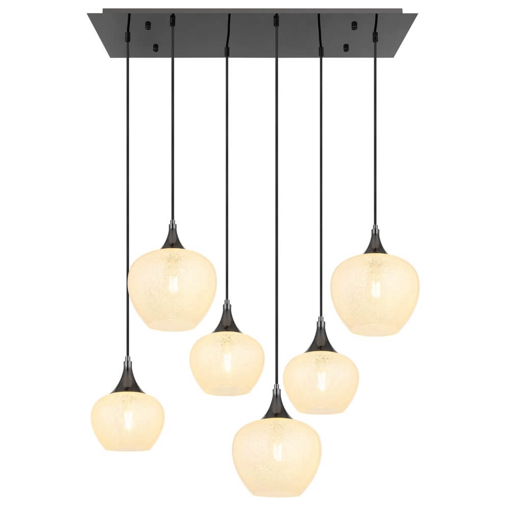 Anthracite pendant lamp Maxy with white glass 6-lights Globo 9007371453184