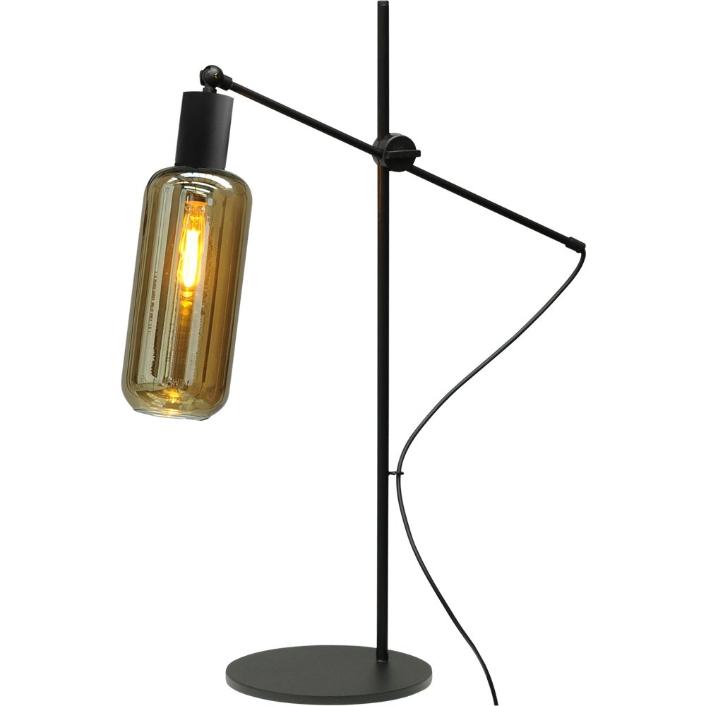 Black table lamp Bounty with cylinder glass