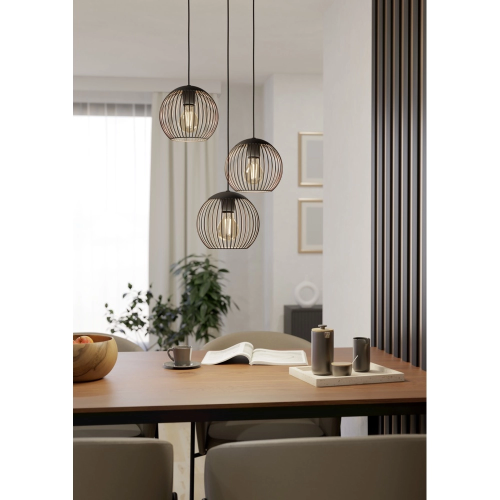 Pendant lamp Almanzora 3-light round Eglo 9008606360345