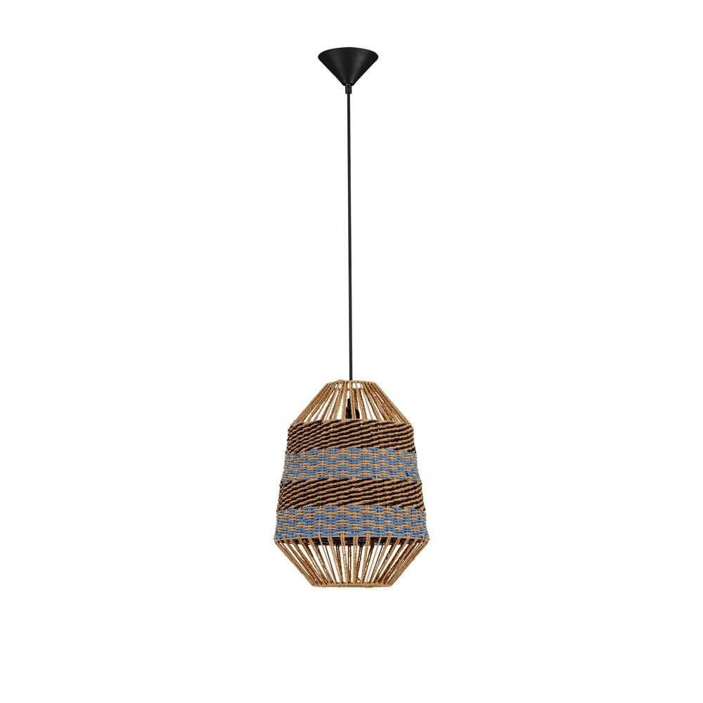 Rattan pendant lamp Copos blue with brown Lyora 5212017477361