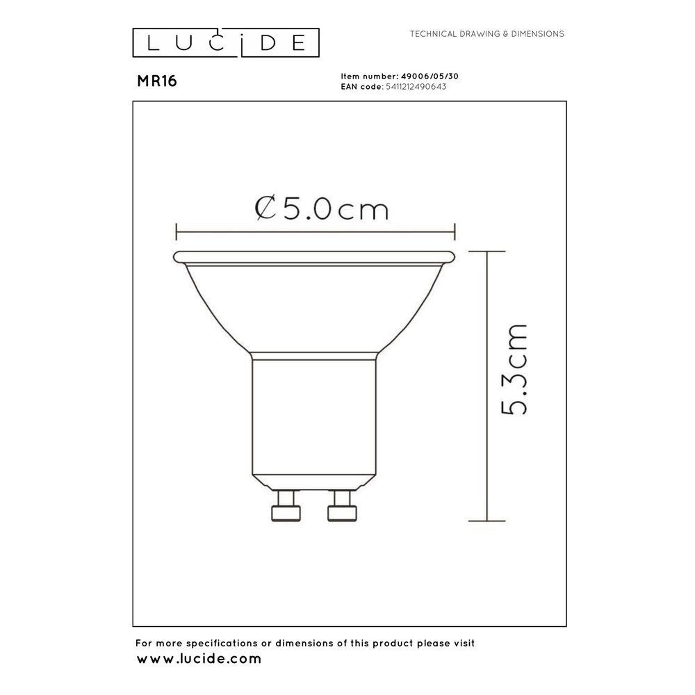 5W Led GU10 - 3000K black dimmable Lucide 5411212490643