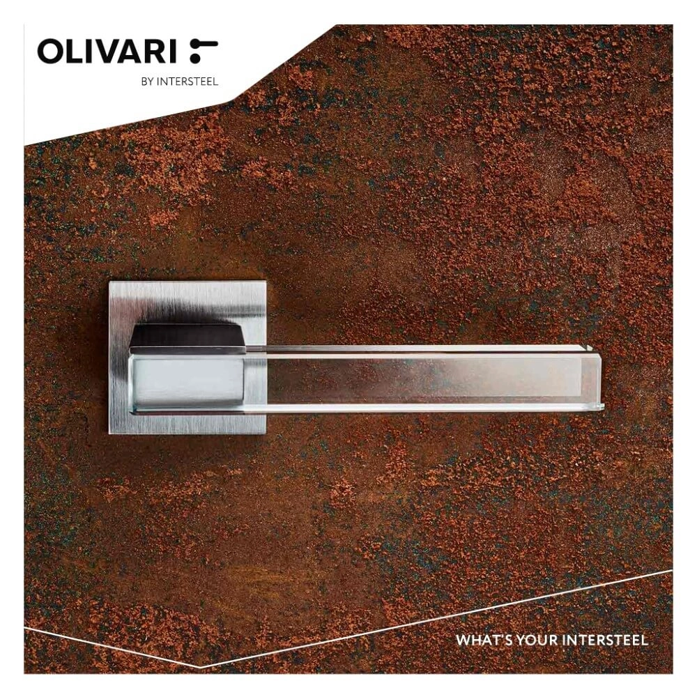 Design door handle Ice Cube matt chrome and transparent Olivari 8714186478387