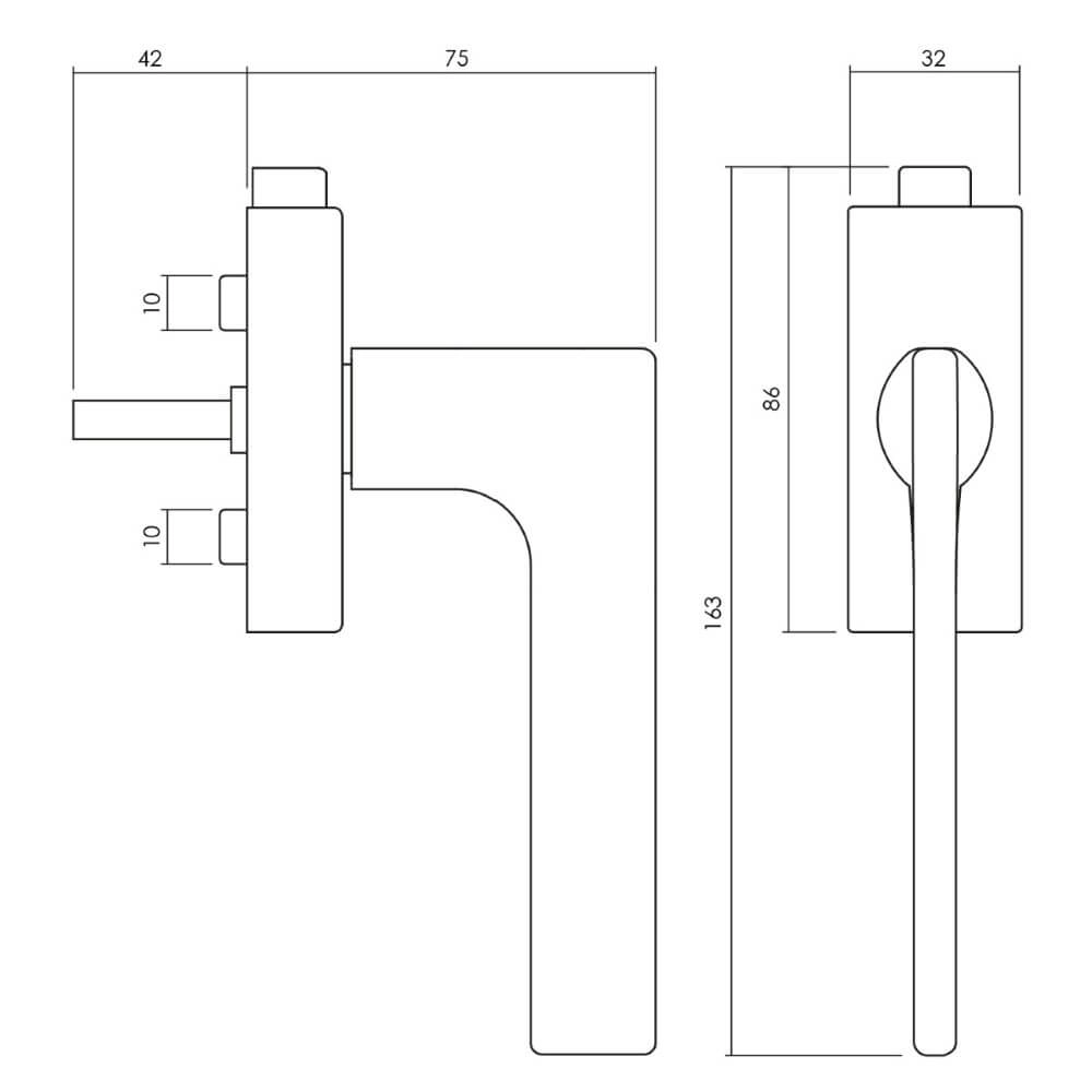 Design window handle Lotus Q lockable stainless steel Olivari 8714186479193