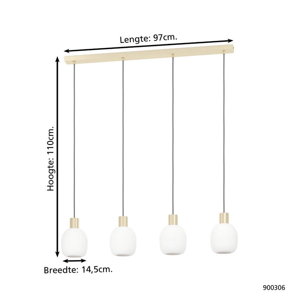 Gold dining table lamp Manzanares with white glass Eglo 9008606235919