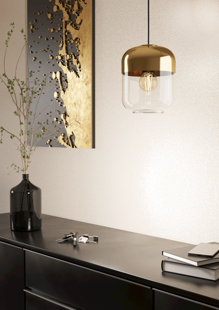 Golden pendant lamp Maryvilla with glass cover Eglo 9008606244553