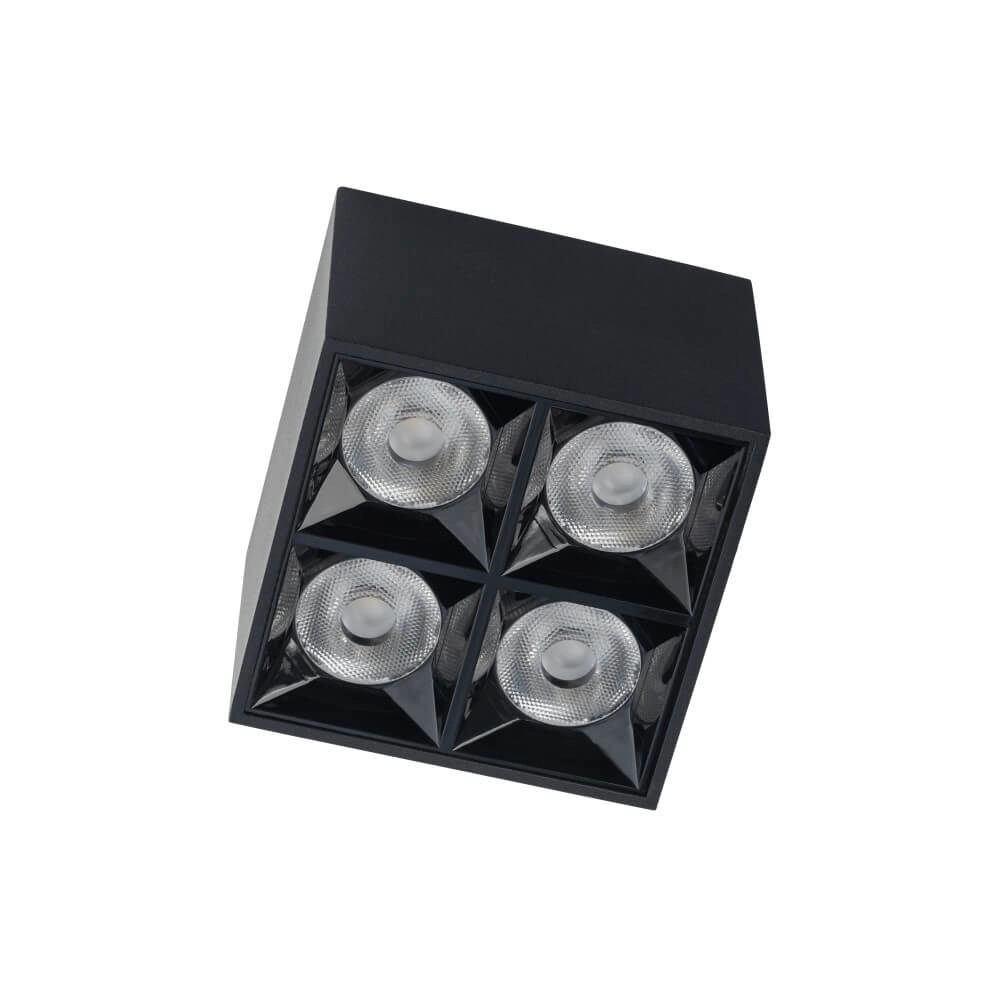 Black surface-mounted spotlight Midi Led 2x2 LEDs - 4000K