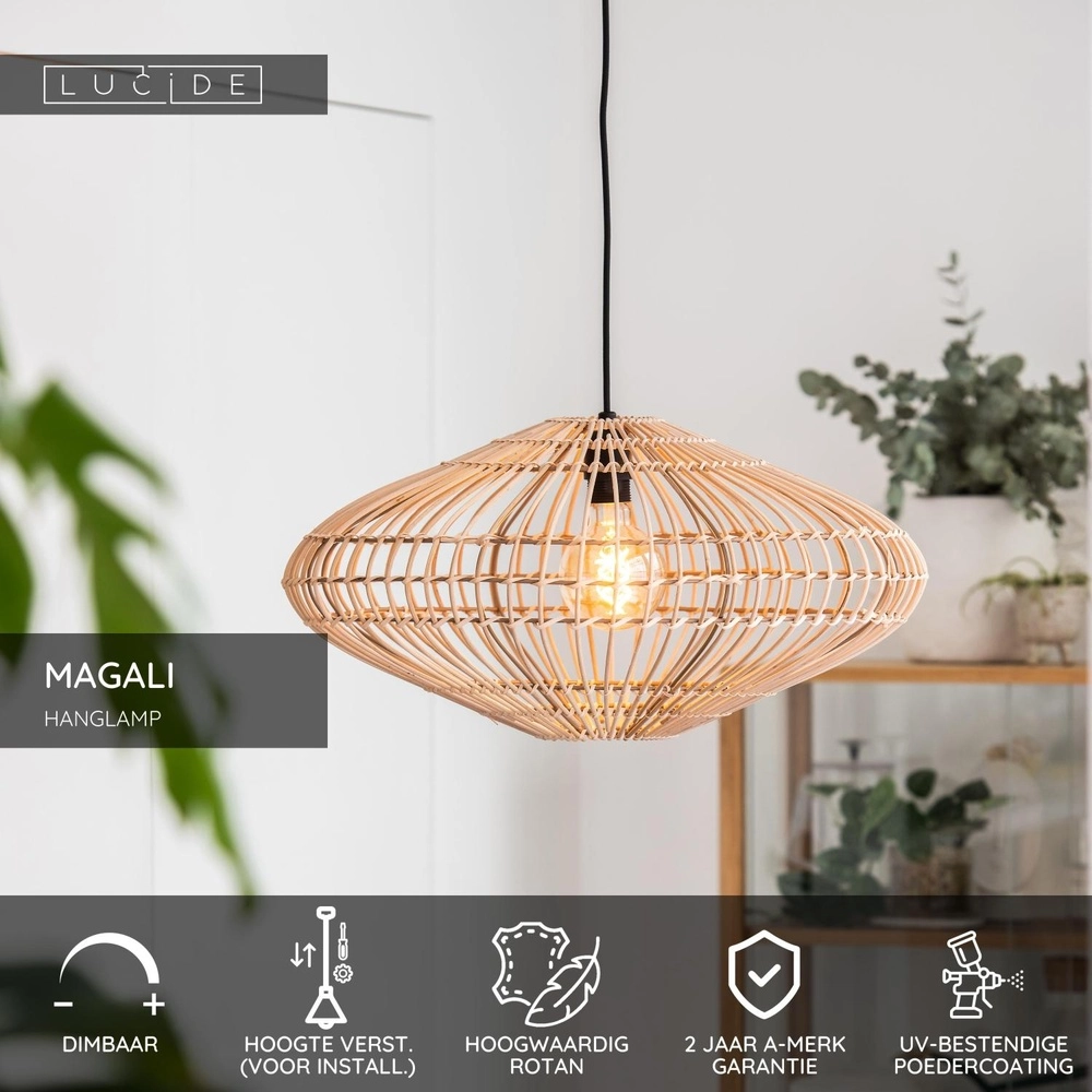 Rattan pendant lamp Magali Ø 56cm Lucide 5411212031433