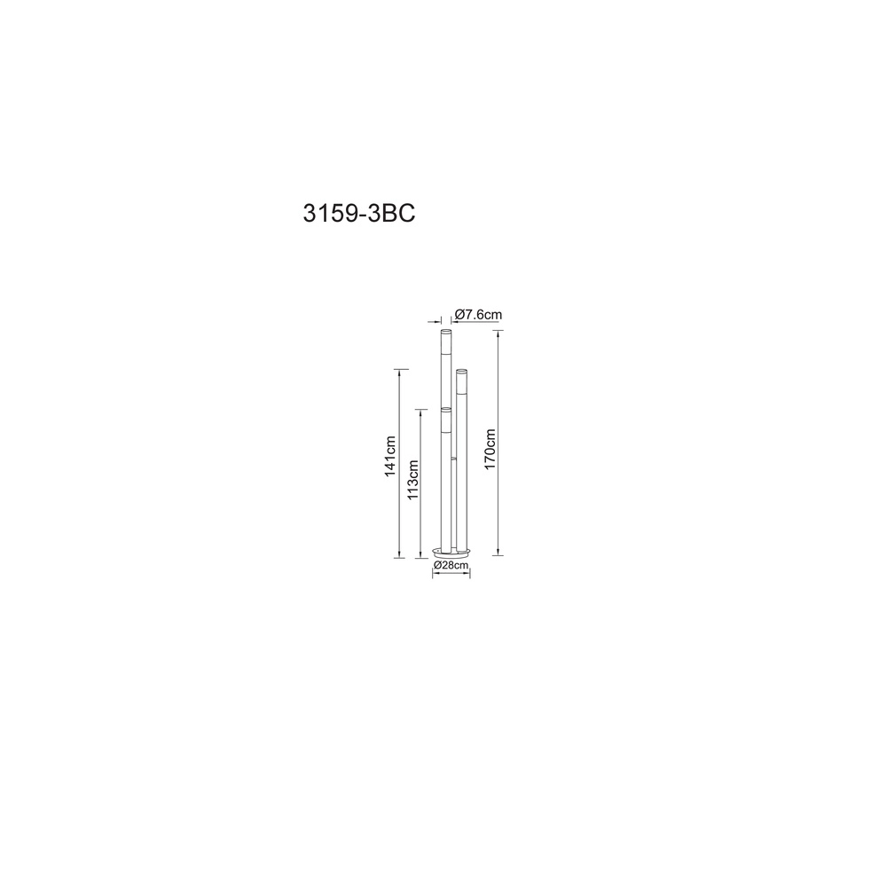 3-light garden lamp Boston Black Globo 9007371442904