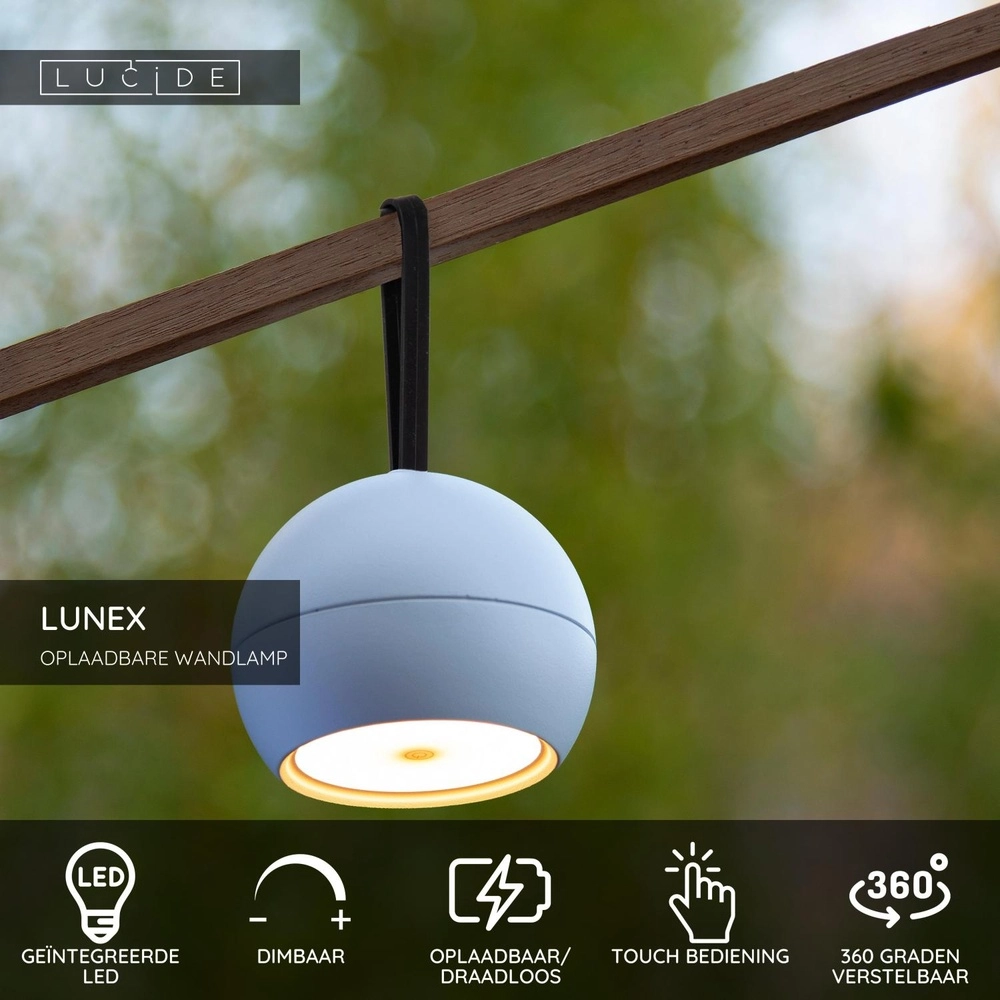 Rechargeable wall lamp Lunex white magnetic Lucide 5411212272416