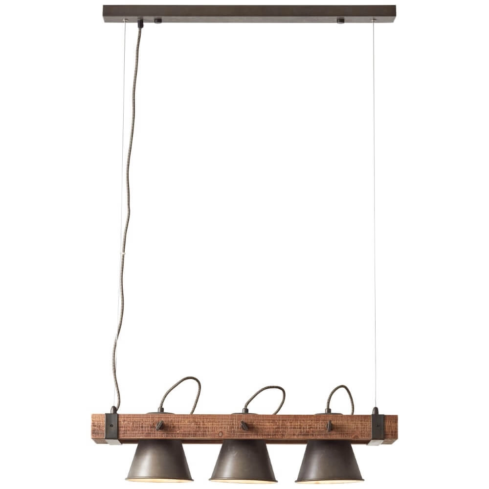 3-light pendant lamp Decca black with brown