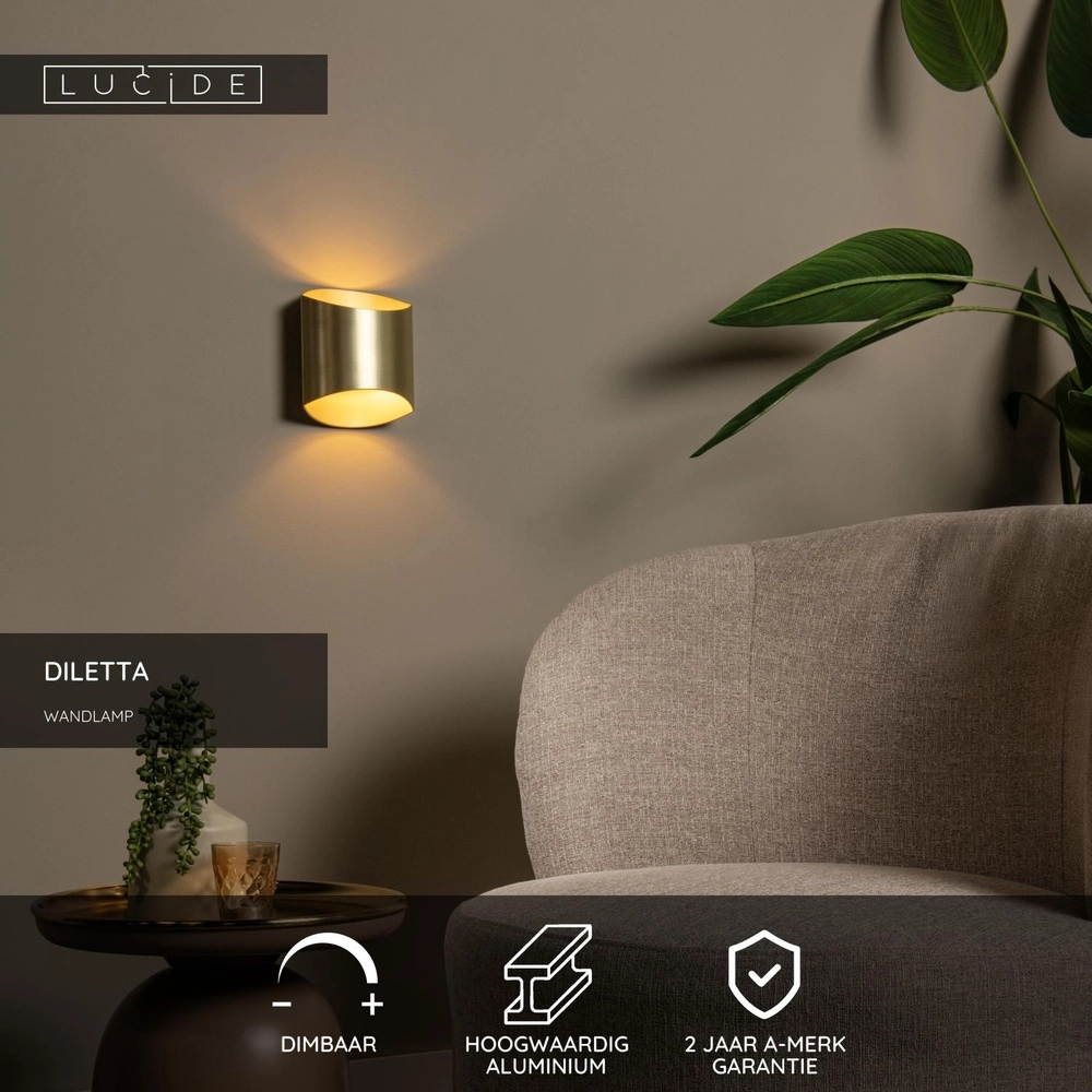 Design wall lamp Diletta Gold Lucide 5411212093547