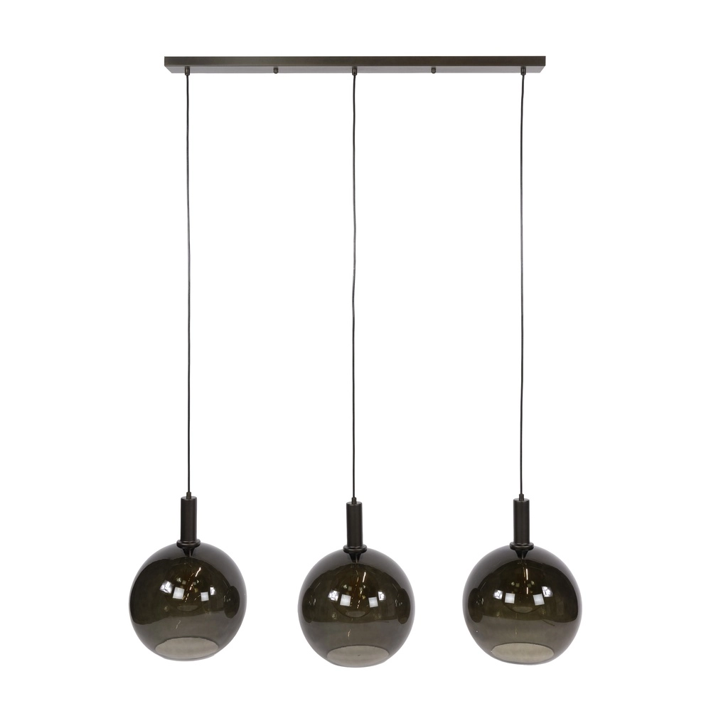 Glass pendant lamp Sfera 3x Ø 30cm - smoke glass Lyora 8716803512368