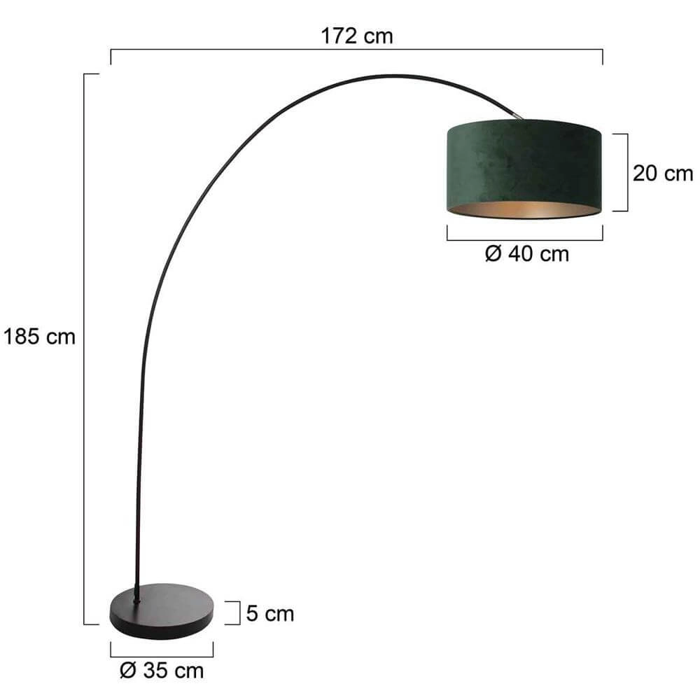 Arc lamp Solva black with green hood Steinhauer 8712746174731