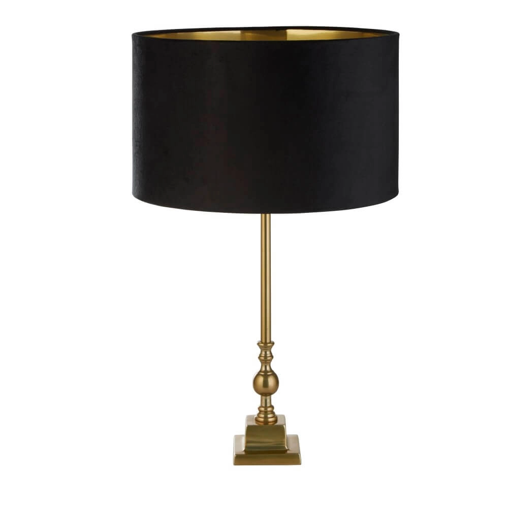 Golden table lamp Whitby with black hood