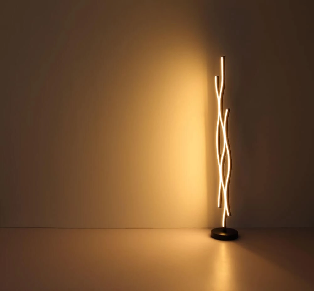 Floor lamp Geronimo black with wood Globo 9007371457045