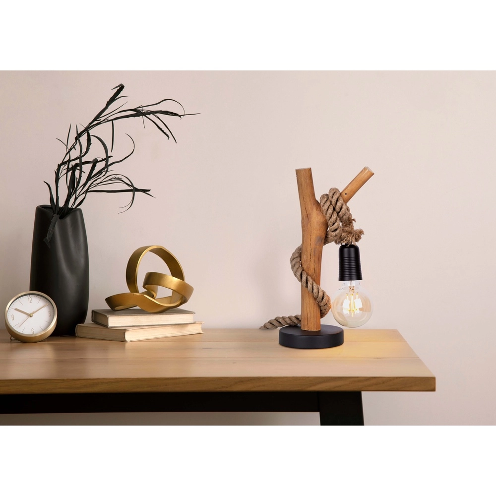 Wooden table lamp Nerida with rope Globo 9007371475636