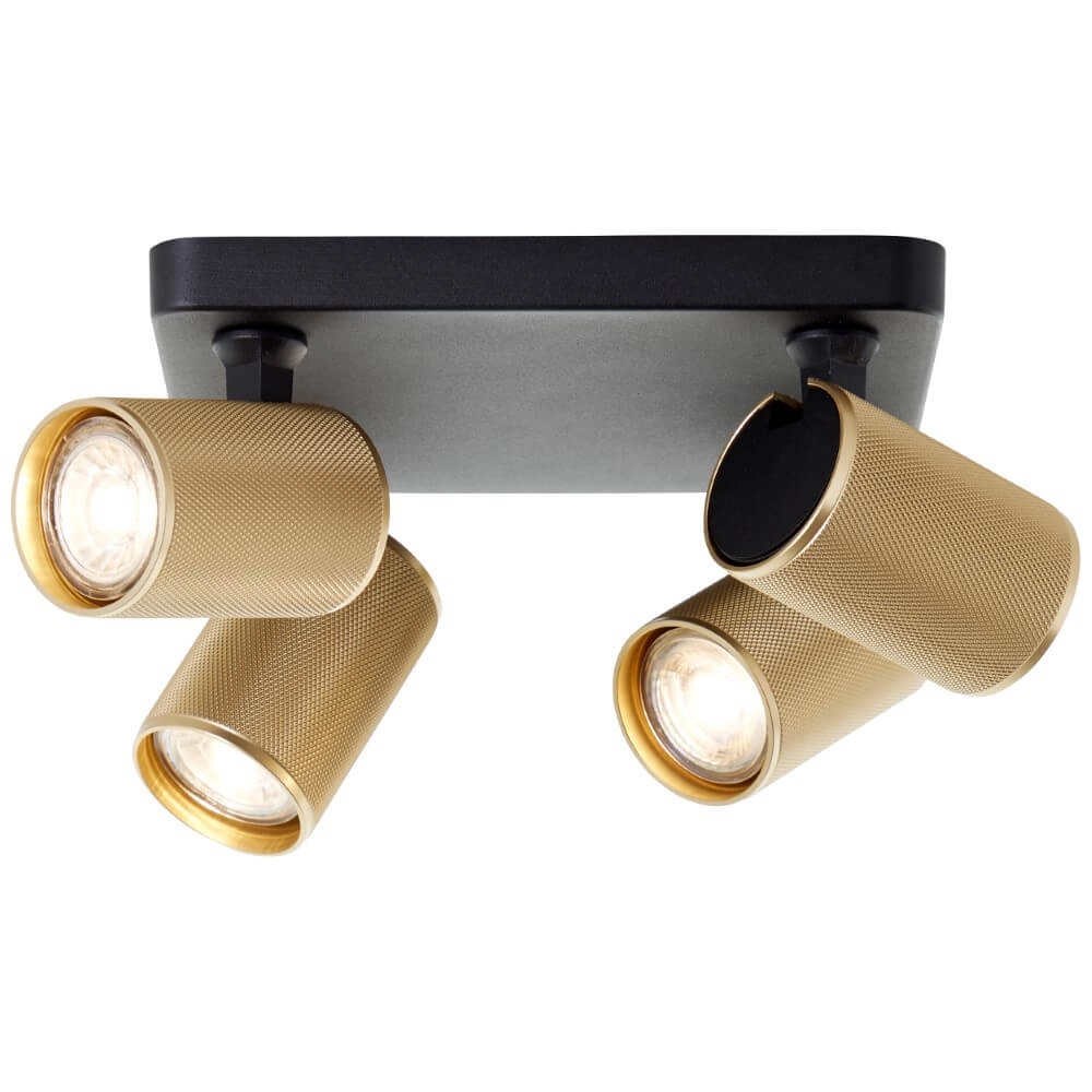 Square surface-mounted spotlight Marty black with gold Brilliant 4004353424434