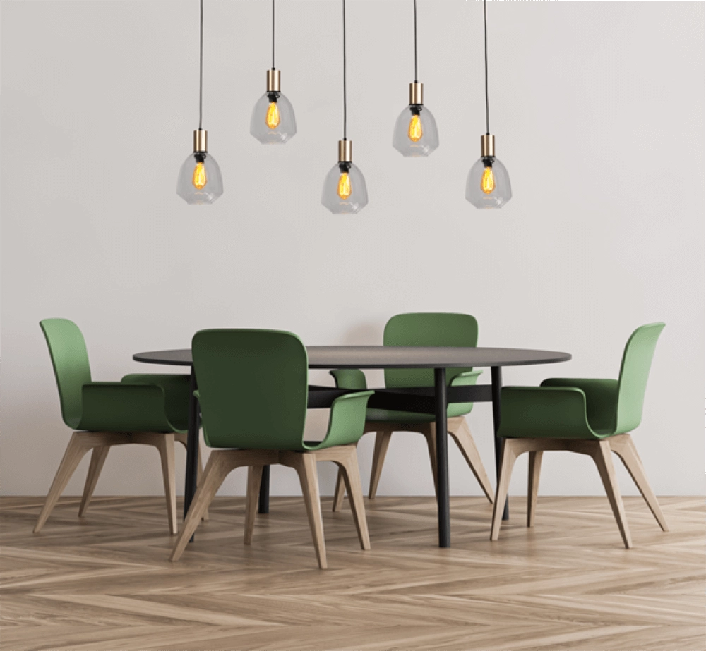 5-light hanging lamp - gold - Porto with Nicolette clear lenses Masterlight 8718121270319