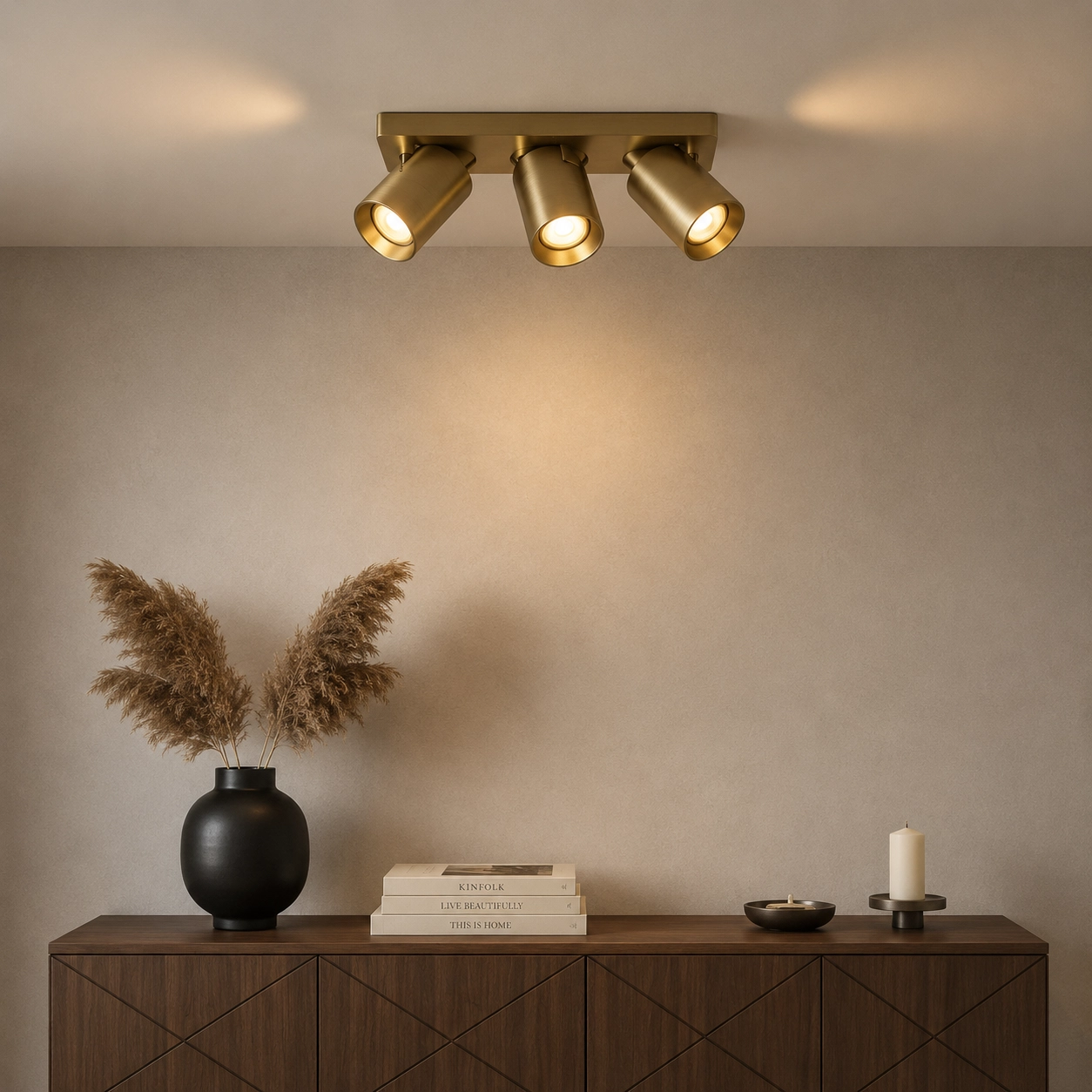 3-light surface-mounted spotlight Megano gold orientable