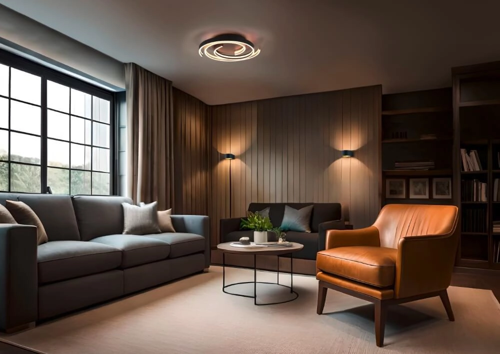 Dimmable ceiling lamp Caya gold with black Trio 4017807541953