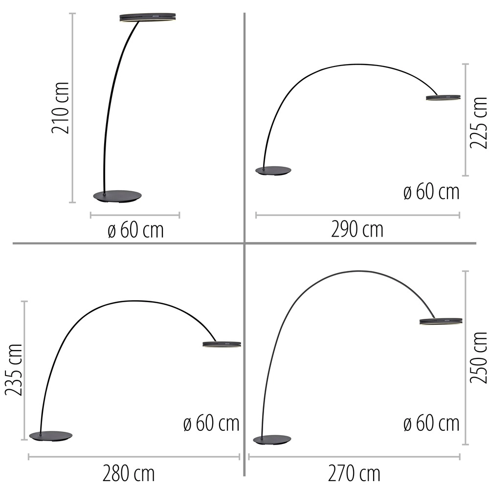 Sleek arc lamp Pure Loop-Bow Adjustable - Black Pearl Paul Neuhaus 4012248397152