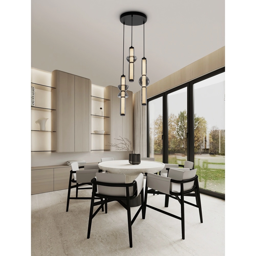 Design pendant lamp Ulon 3-light smoke glass Lyora 5212017474193