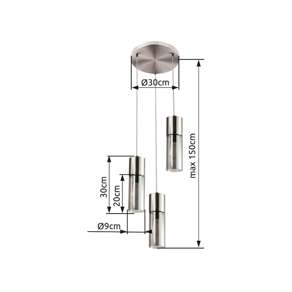 3-light pendant lamp Annika Nickel design Globo 9007371412686