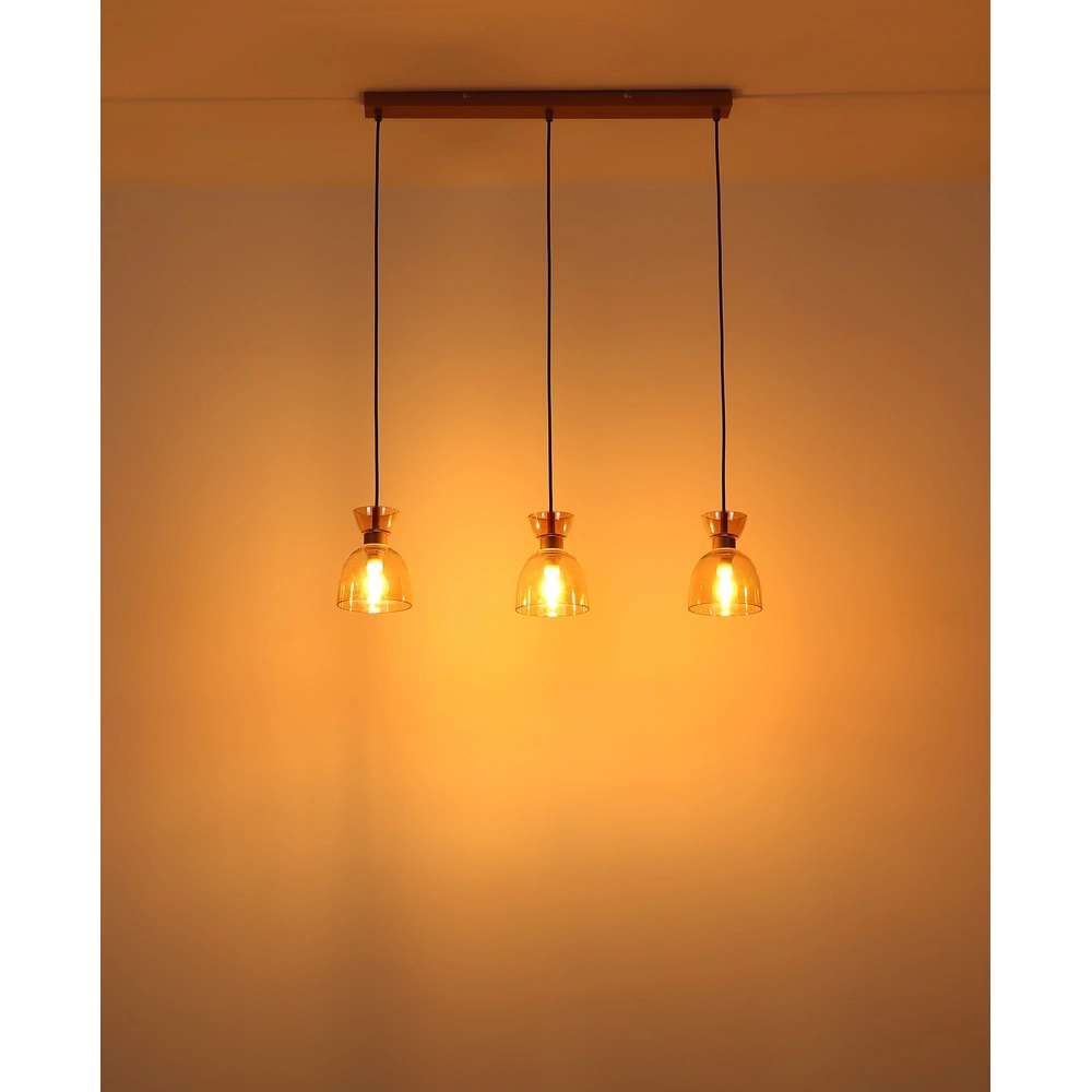 Design pendant lamp Massey coffee brown 3-light Globo 9007371533503