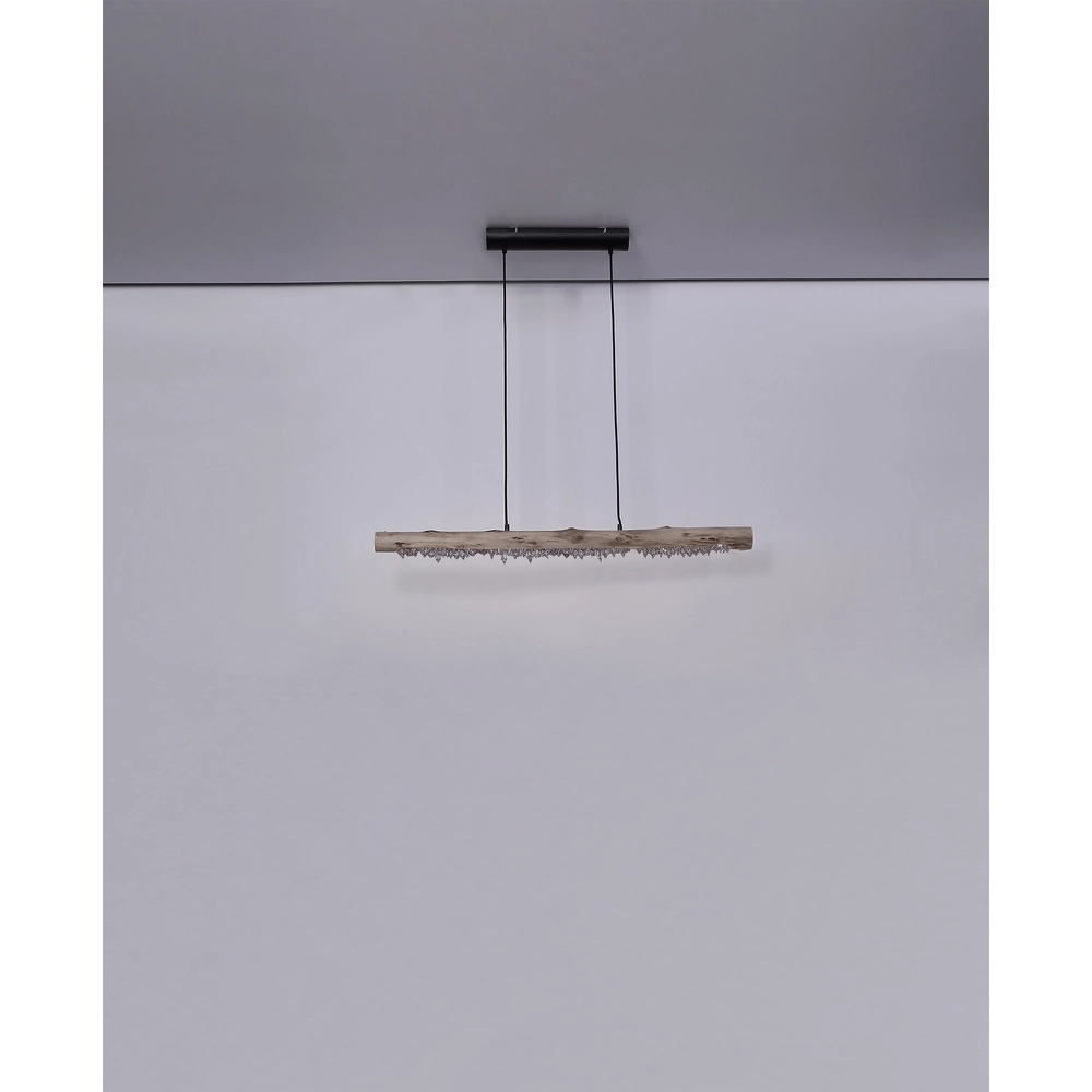 Dining table pendant lamp Felicitas black with wood Globo 9007371392889