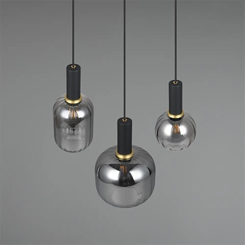 Dining room pendant lamp Diva 3-light - smoke glass Trio 4017807614565