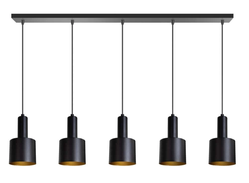 Black pendant lamp Sledge 5-light black with gold