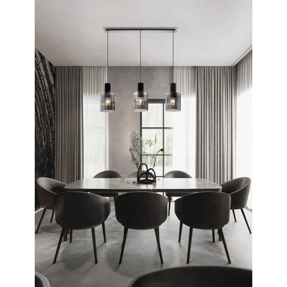 Design pendant lamp Mirbi 3-light black straight Lyora 5212017468444