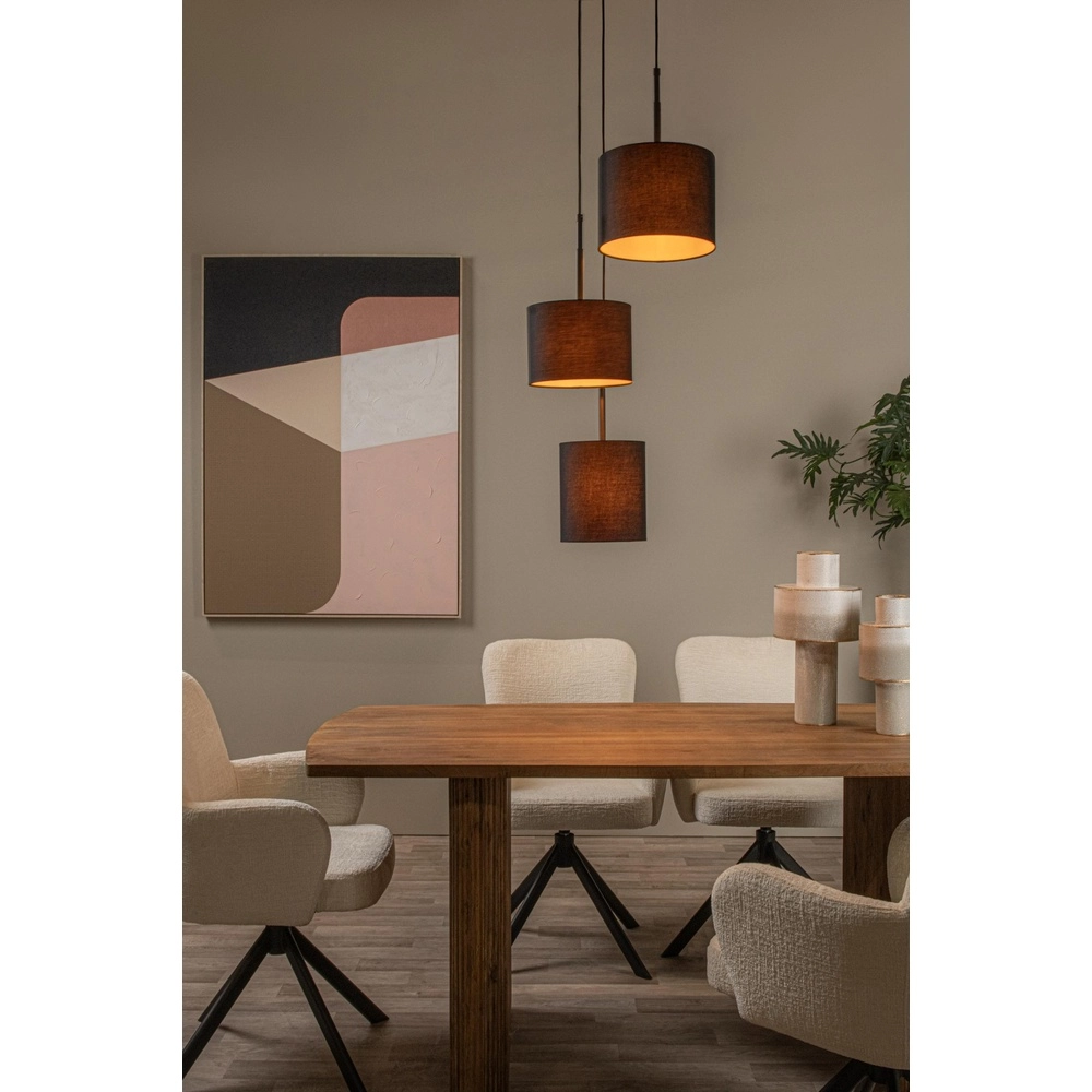 3-light pendant lamp Maya Black Lucide 5411212452580