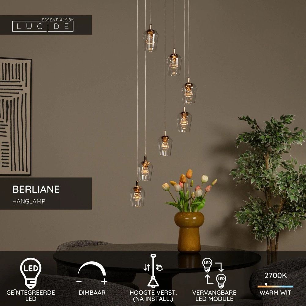 Unique pendant lamp Berliane 7-light round Lucide 5411212011022