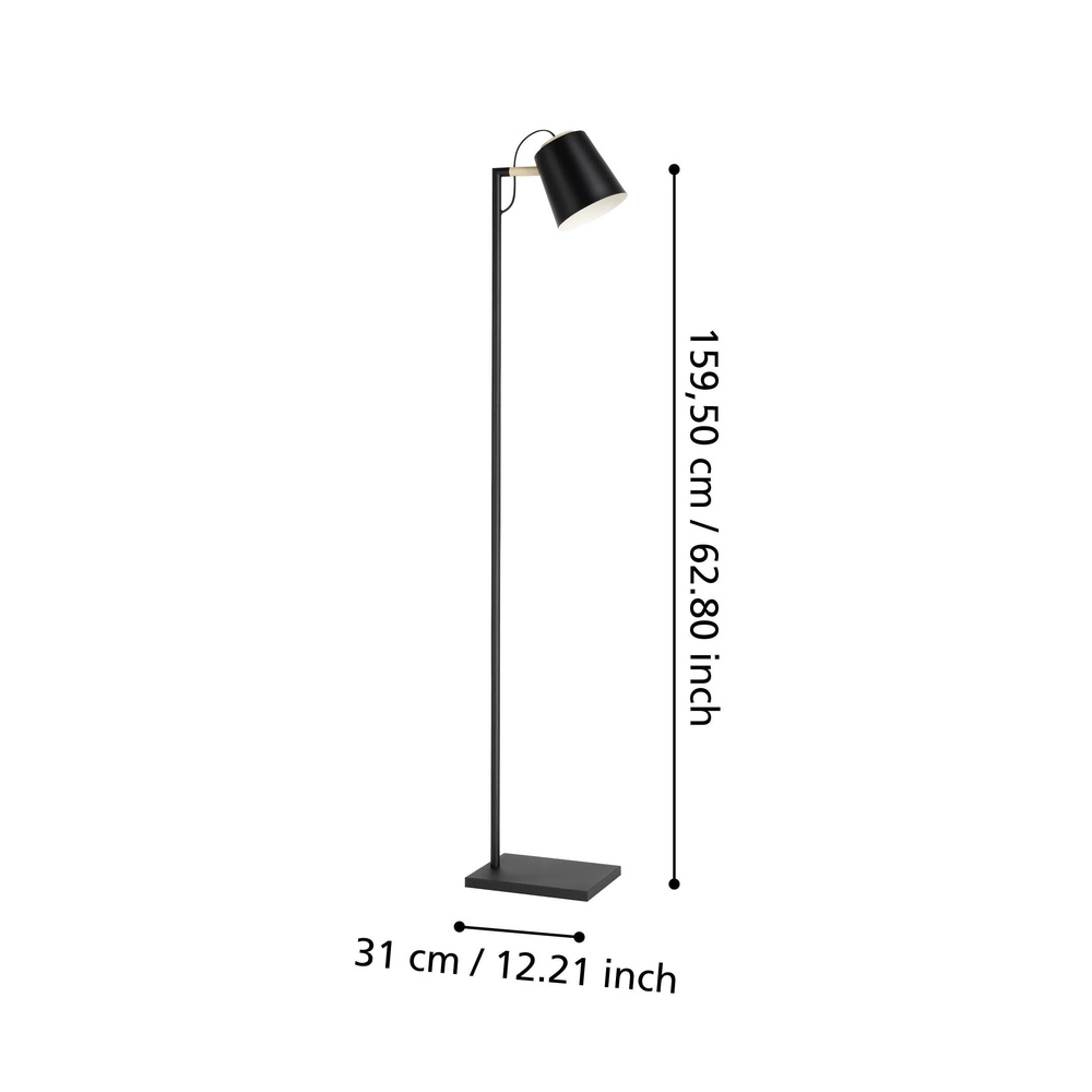 Stylish floor lamp Lacey black with wood look Eglo 9002759436148