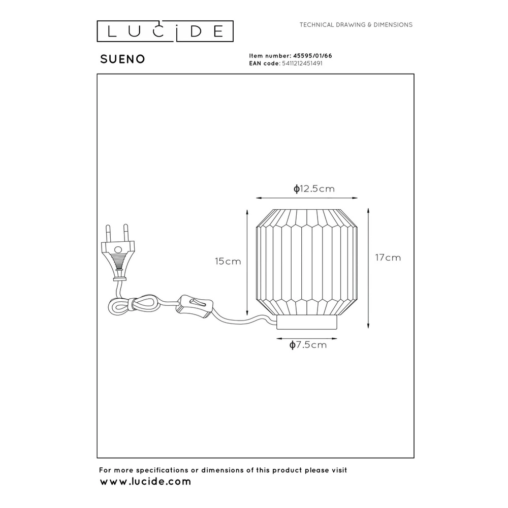 Table lamp Sueno pink Lucide 5411212451491