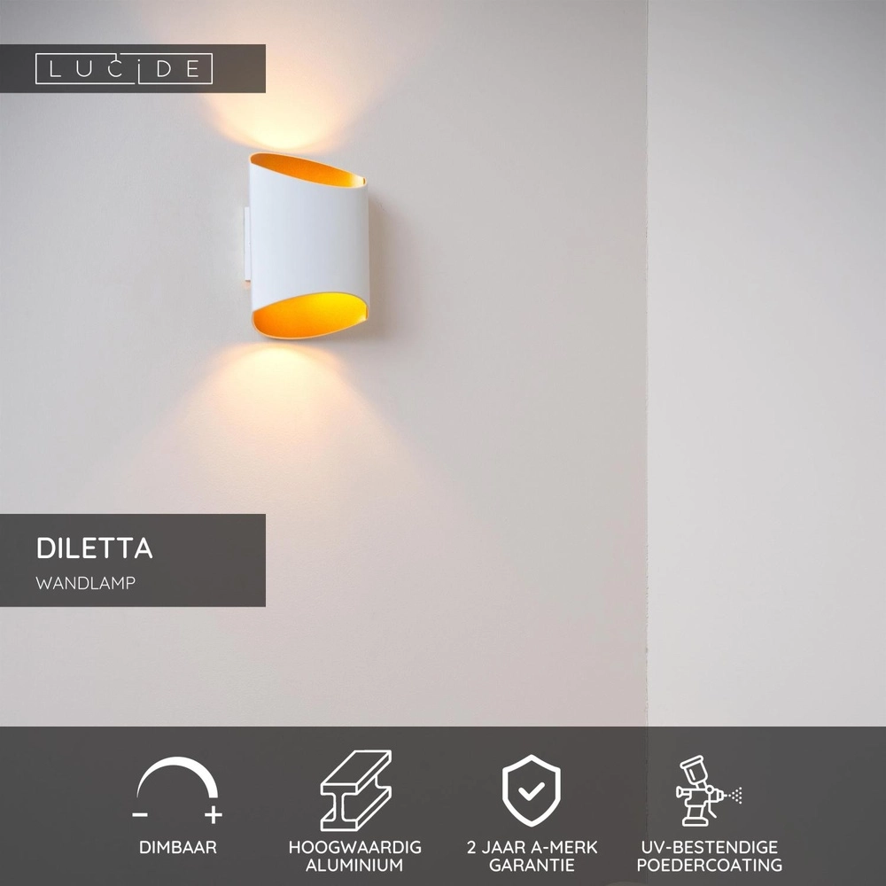 Design wall lamp Diletta white Lucide 5411212093561