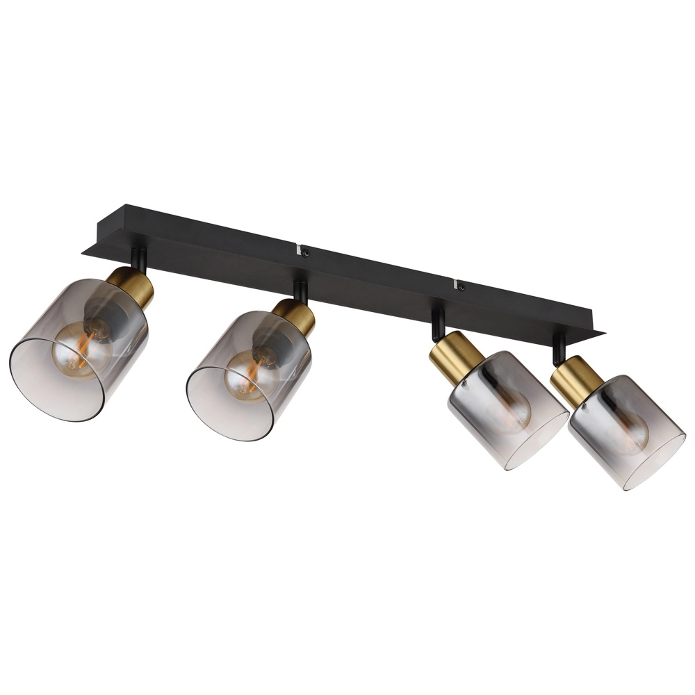 4-light ceiling lamp Hollsy black with smoke glass Globo 9007371451852