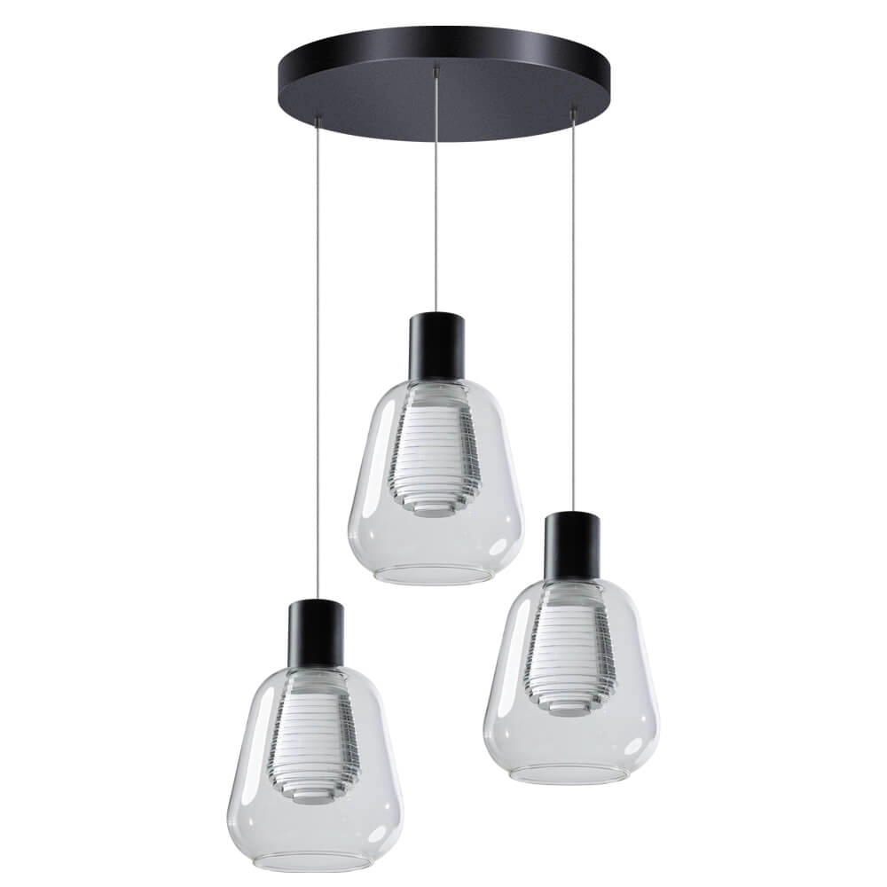 3-light pendant lamp Gary glass