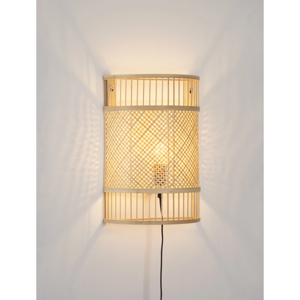 Bamboo wall lamp Pale with cable