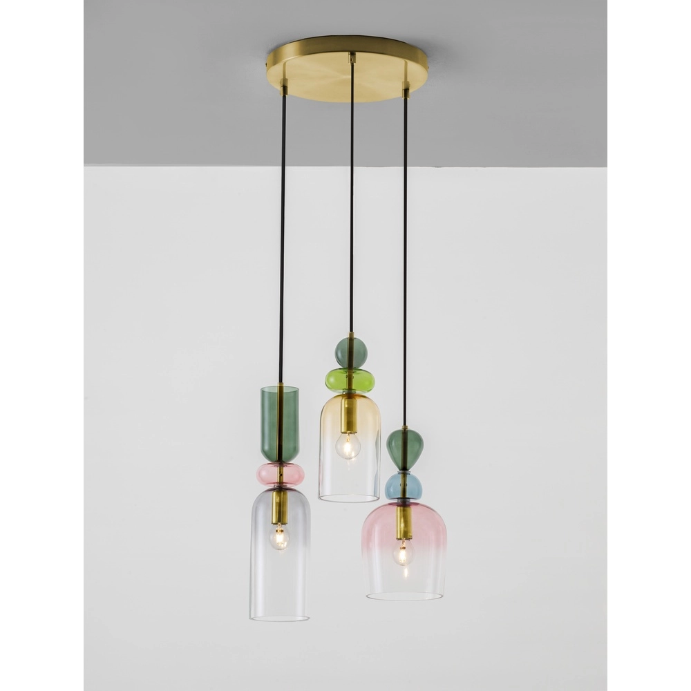 Colored pendant lamp Murano 3-light