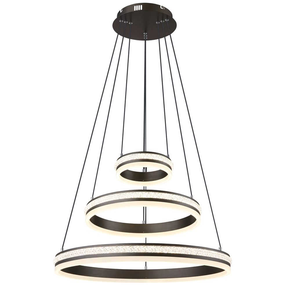 Design pendant lamp Grouni 3 rings titanium brushed Globo 9007371455003