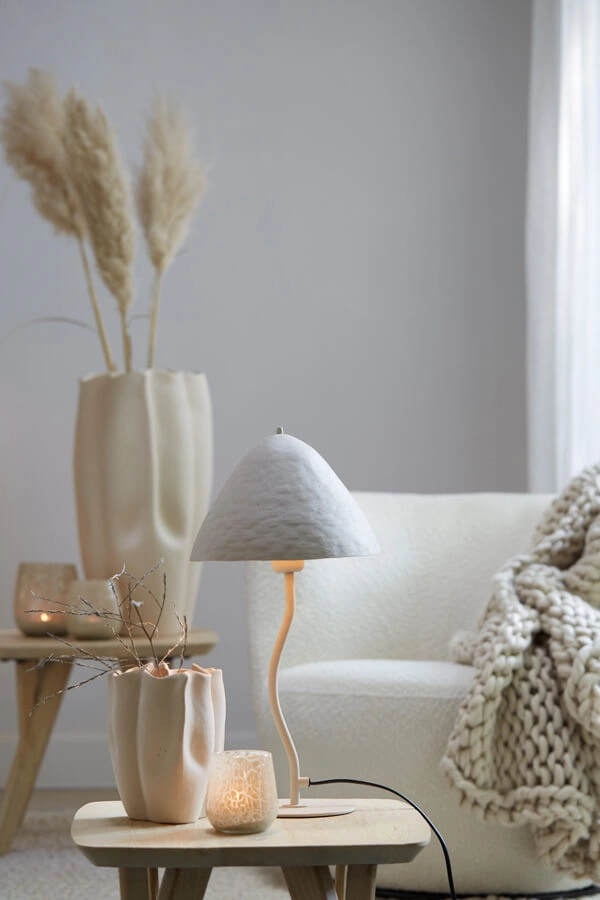 Table lamp Elimo Ø 25cm x 50cm white
