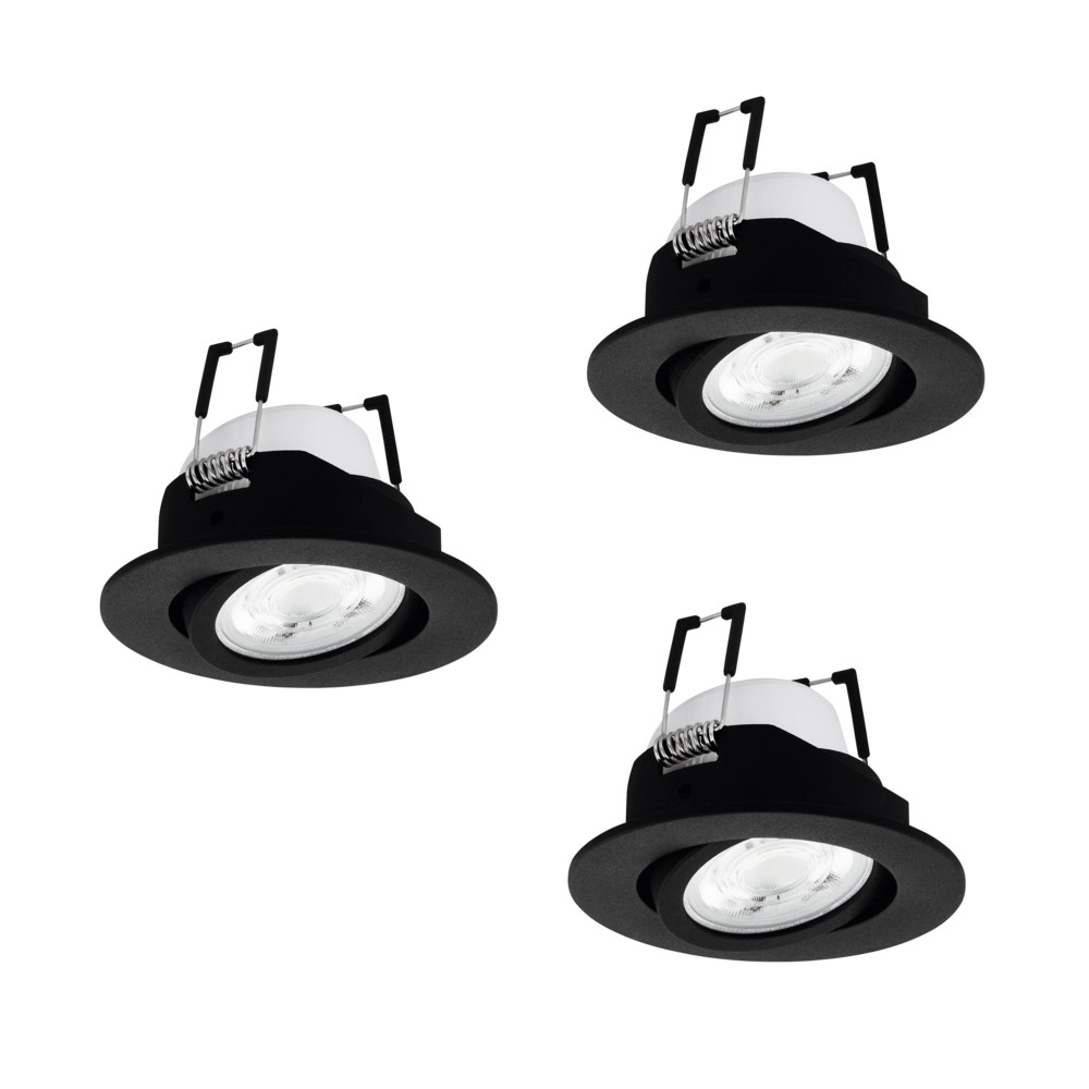 Set of 3 recessed spotlights Saliceto-Z Smart Black
