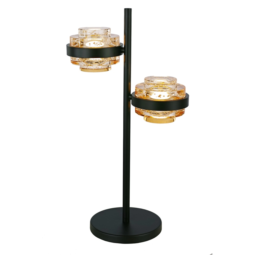 Table lamp Dynasty Black 2-light amber glass