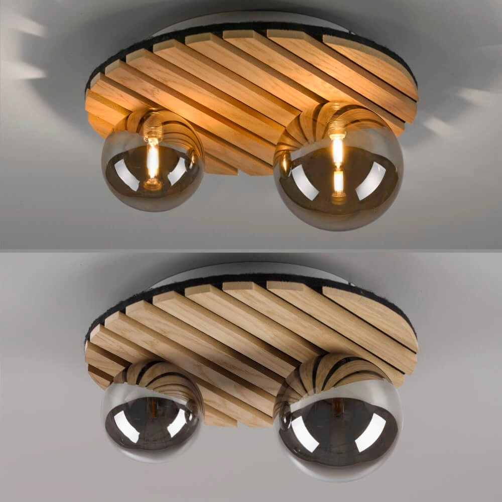 Wooden ceiling lamp Green Stika round Just Light 4043689004231